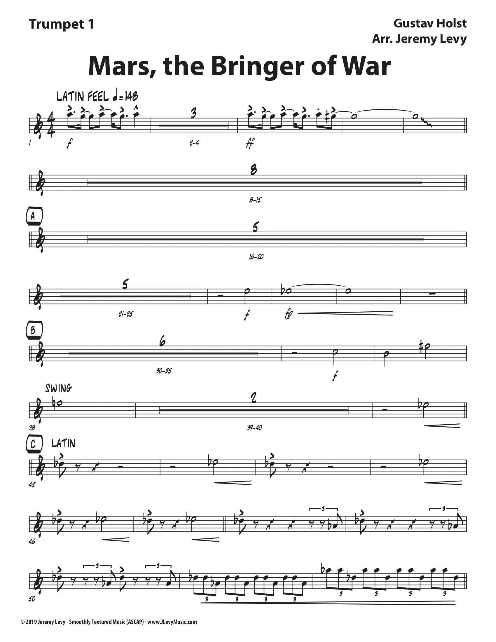 Mars, the Bringer of War - Sheet Music — Jeremy Levy - Composer